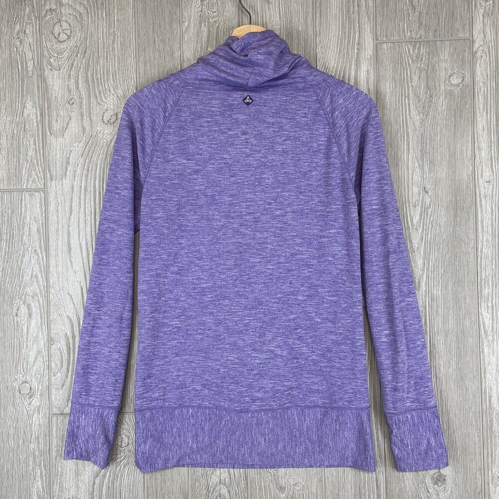 Prana‎ Women Small Jacket Sweatshirt Heather Purple Cowl Neck Active Travel Soft - Picture 5 of 7